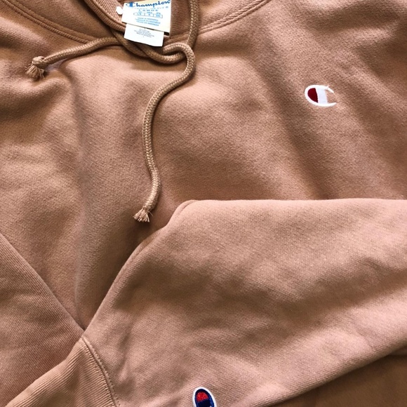 champion tan cropped hoodie